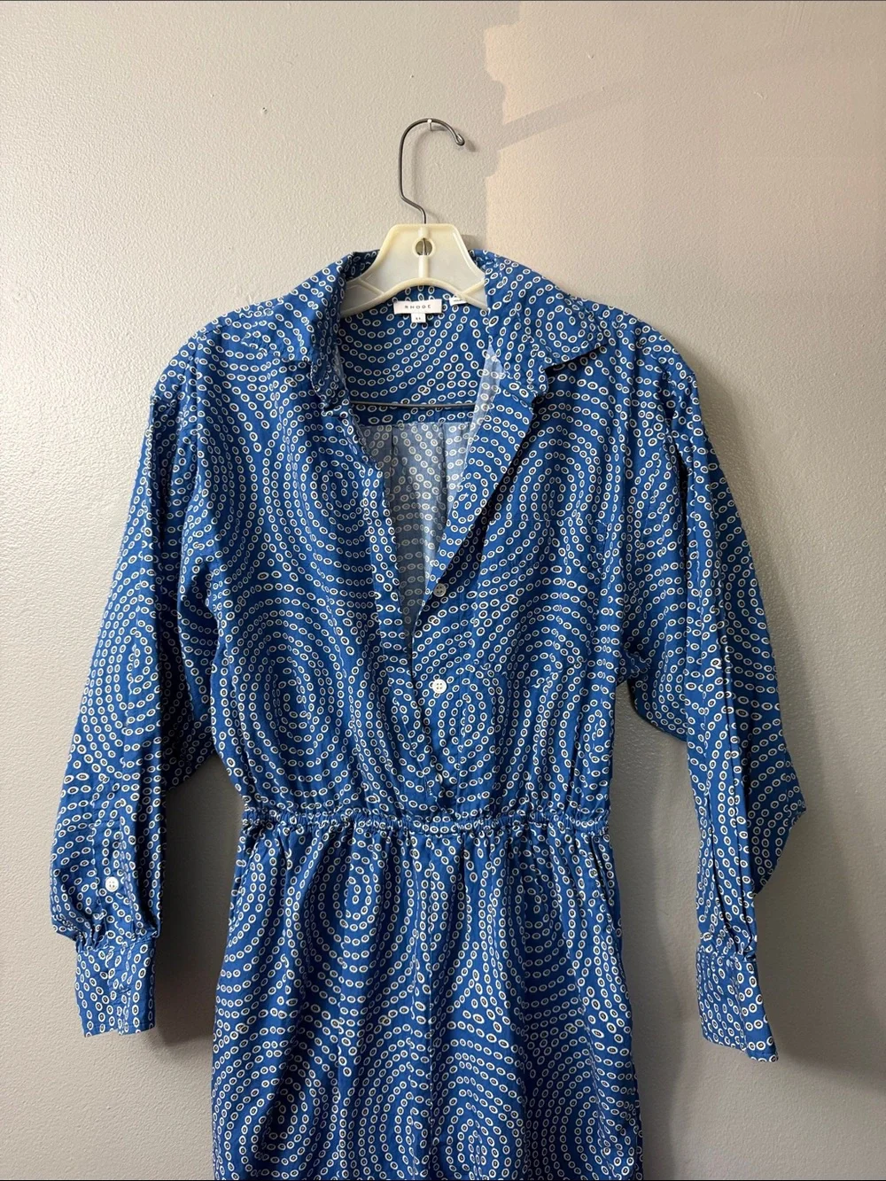 Rhode Women's Blue and White belted pouch Jumpsuit Size XS